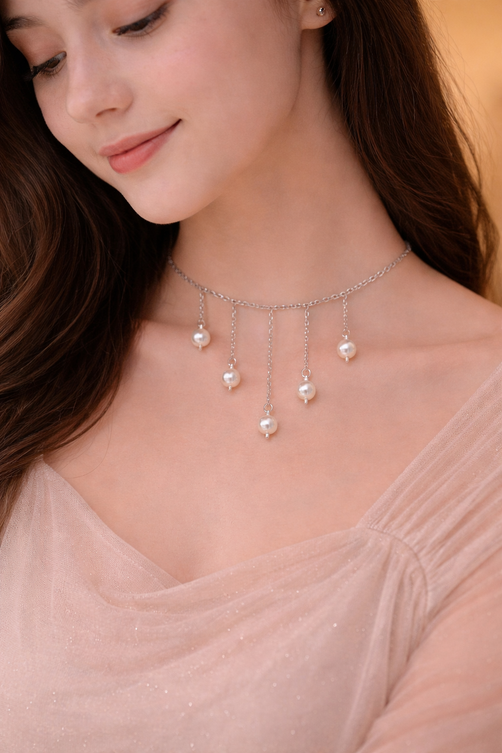 Floating Pearl Tassel Necklace