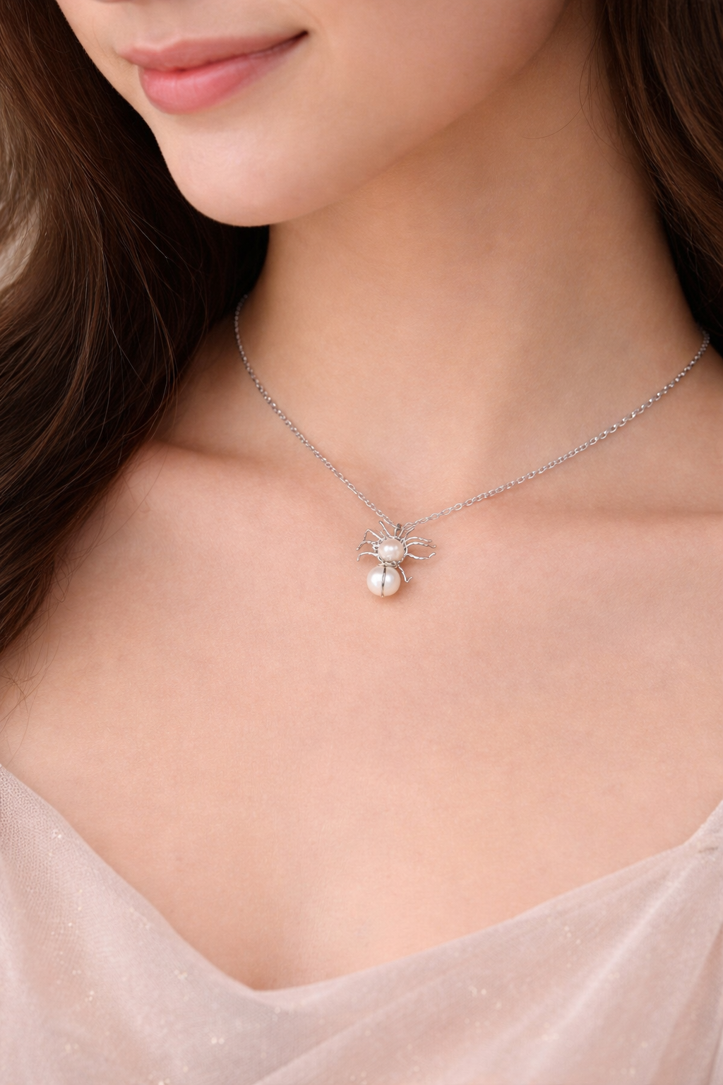 Pearl Spider Pendant Necklace
