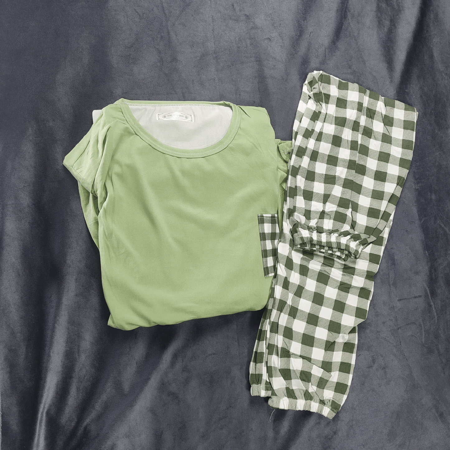 Cozy Check Pajama Set | Color: Green | Size: Free | Fabric: Cotton