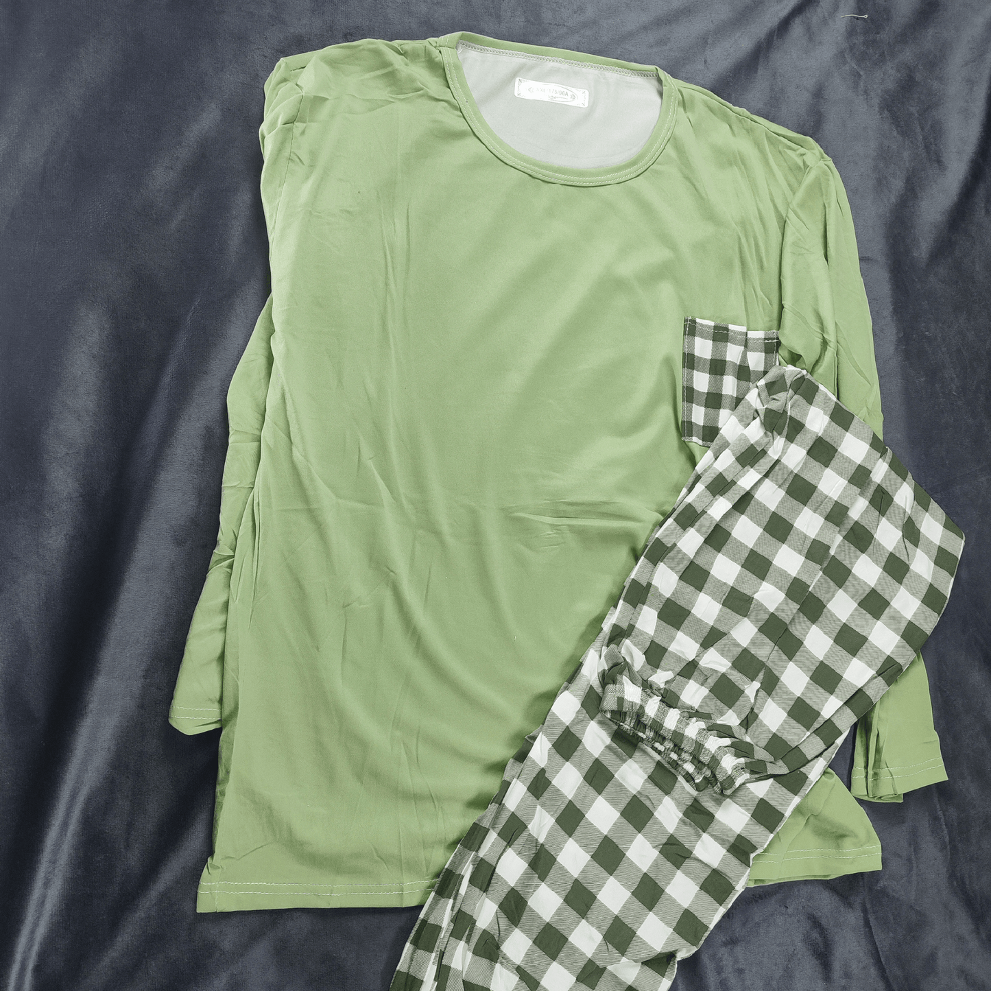 Cozy Check Pajama Set | Color: Green | Size: Free | Fabric: Cotton