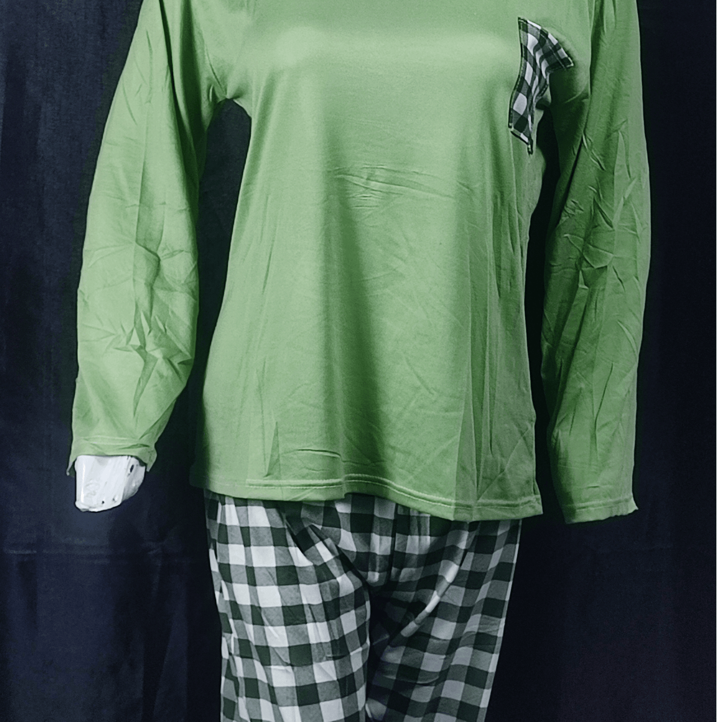 Cozy Check Pajama Set | Color: Green | Size: Free | Fabric: Cotton
