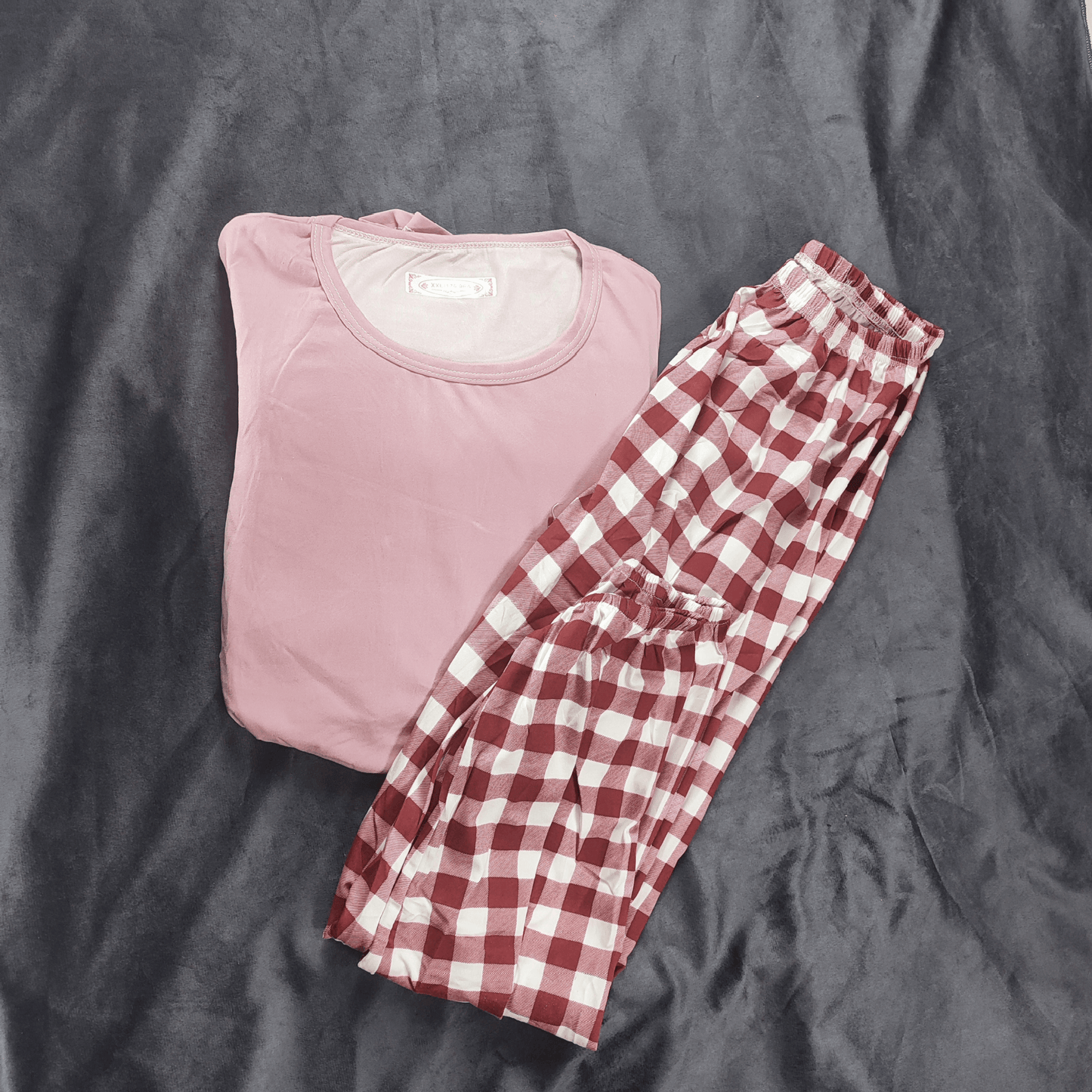Cozy Check Pajama Set | Color: Pink | Size: Free | Fabric: Cotton