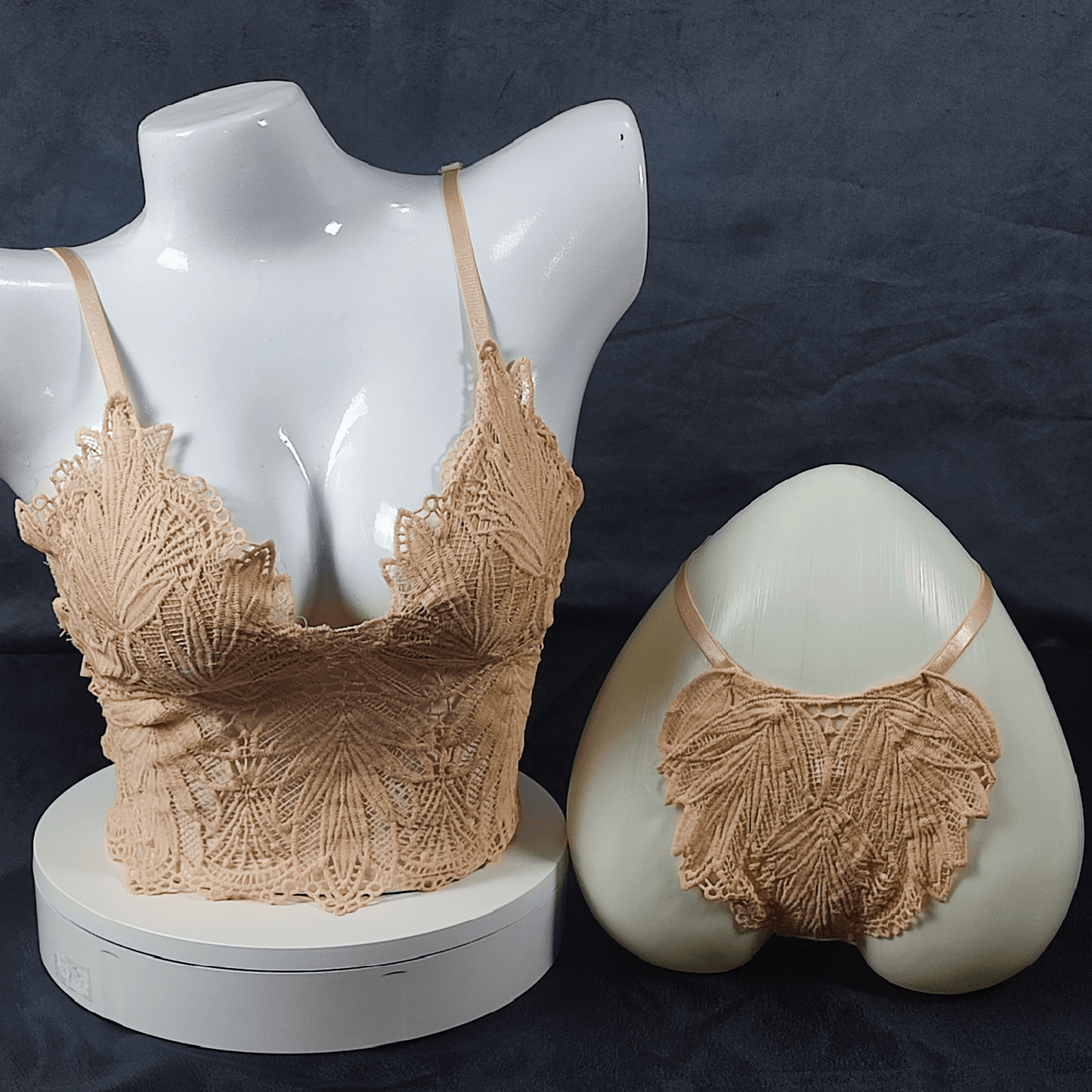 Ethereal Bloom Lingerie Set | Color: Beige | Size: S/M | Bra style: Bralette