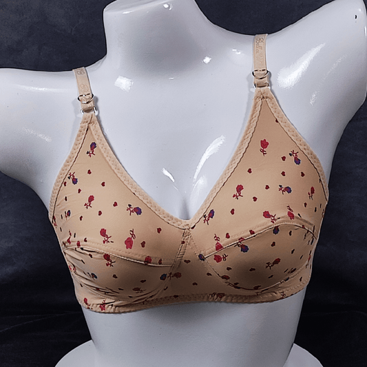 Floral Charm Comfort Bra | Color: Nude Beige | Size: 32 | Fabric: Malaai