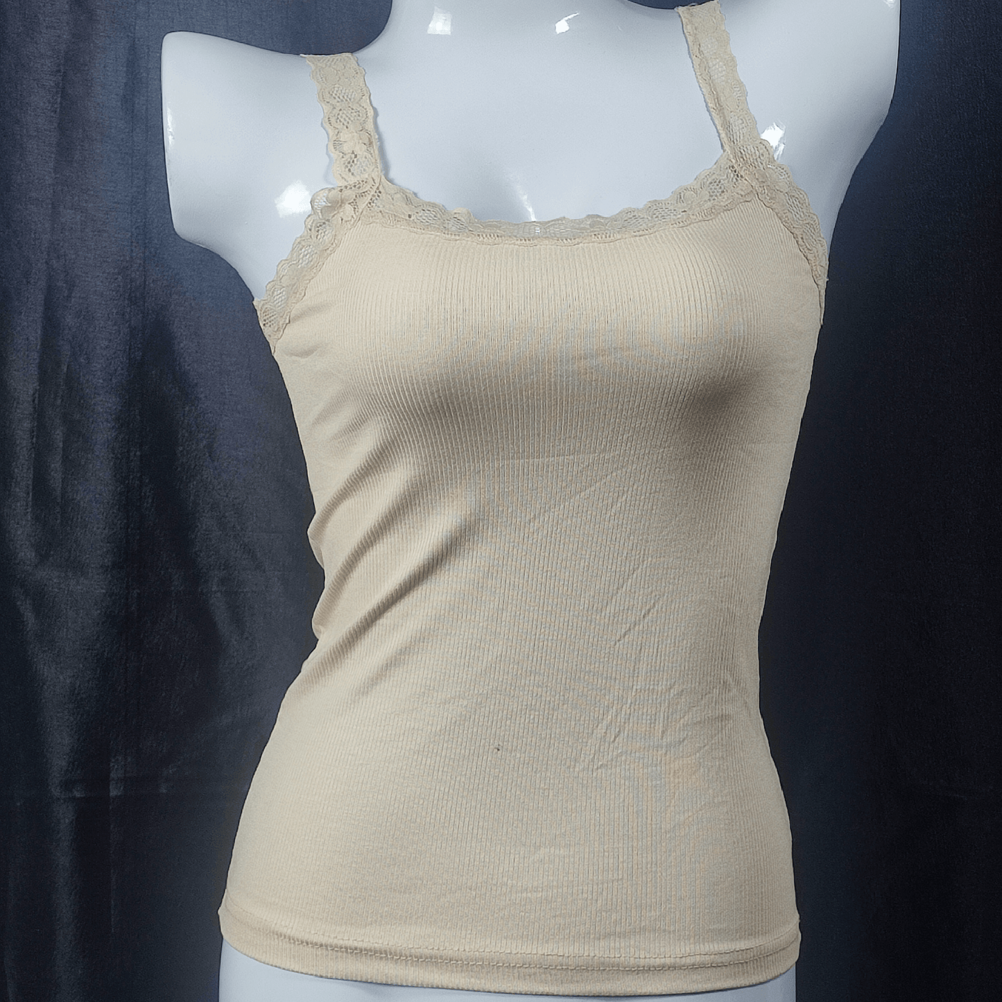 LaceEssence Fitted Tank | Color: Beige | Size: M |
