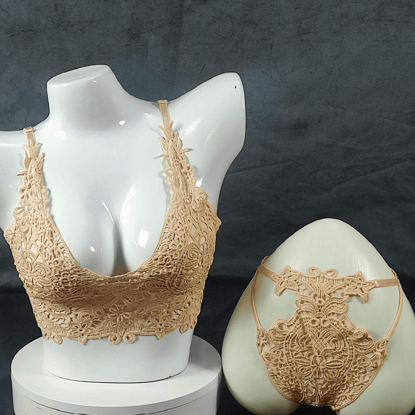 Lace Symphony Bralette Set | Color: Beige | Size: S/M |