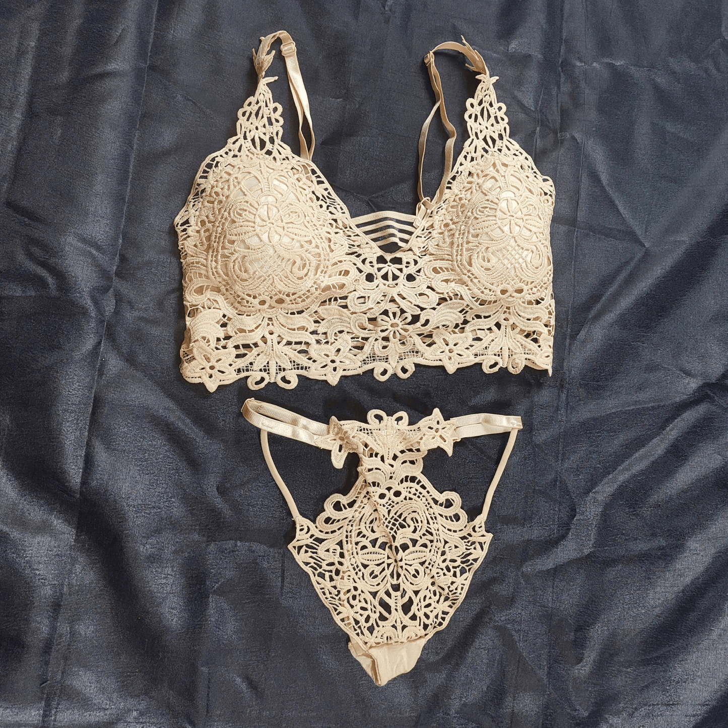 Lace Symphony Bralette Set | Color: Beige | Size: S/M |