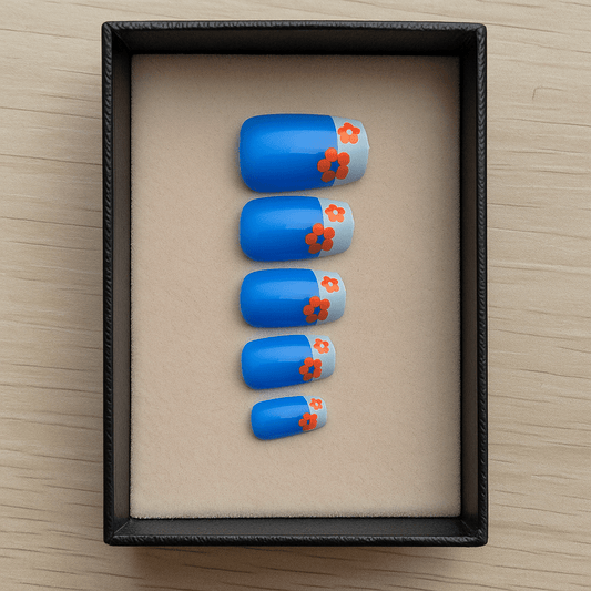 Blue Blossom Chic – Press - On Nail Set - Accessories - ComfyBliss