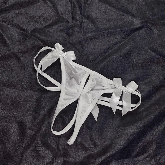 Bow Strappy Thong (White) - G - Strings - ComfyBliss