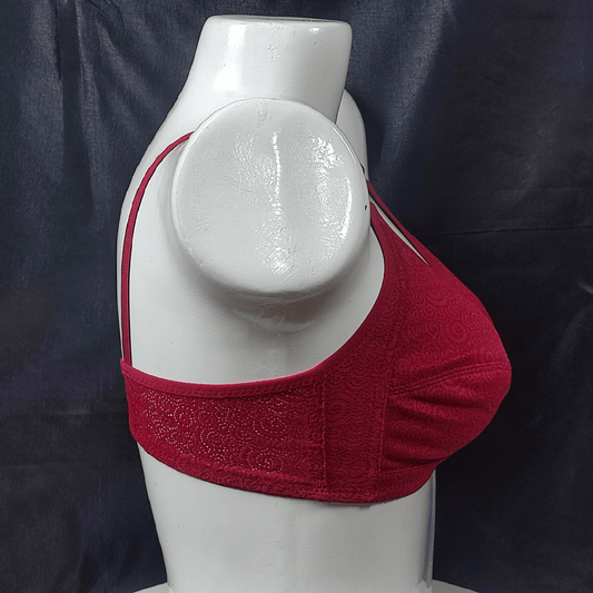 Breathable Lace Fit Bra (Red Velvet) - Bra - ComfyBliss