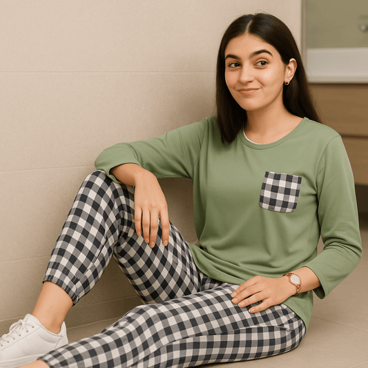 Cozy Check Pajama Set (Mint Green) - Nihties - ComfyBliss