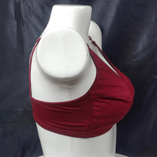 Embroidered Comfort Bra (Midnight Plum) - Bra - ComfyBliss