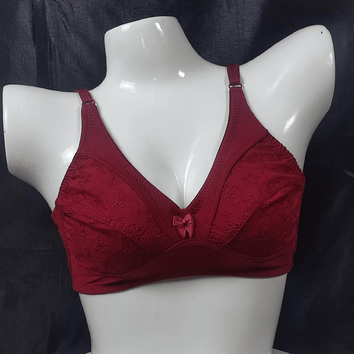 Embroidered Comfort Bra (Midnight Plum) - Bra - ComfyBliss