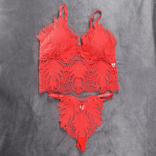 Ethereal Bloom Lingerie Set (Cherry Heat) - Bra - ComfyBliss