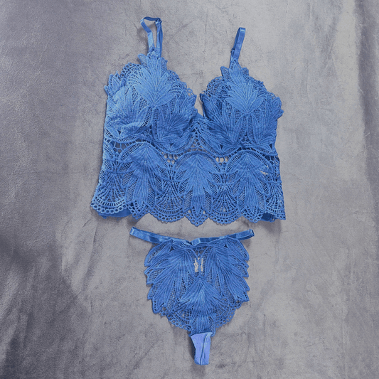 Ethereal Bloom Lingerie Set (Indigo Desire) - Bra - ComfyBliss