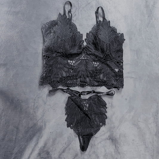 Ethereal Bloom Lingerie Set (Midnight Muse) - Bra - ComfyBliss