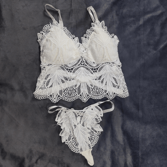 Ethereal Bloom Lingerie Set (Sugar Frost) - Bra - ComfyBliss
