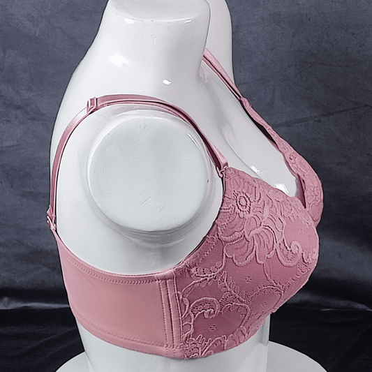 Lace Elegance Padded Bra (Flaming Rose) - Bra - ComfyBliss