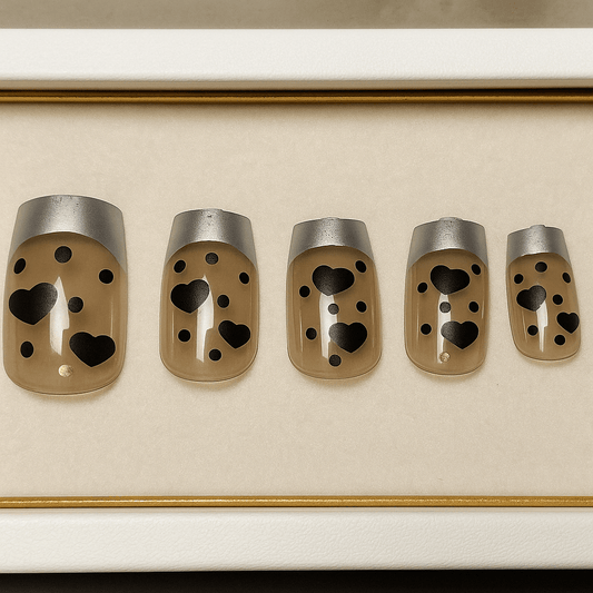 Mocha Metallic Dots – Press - On Nail Set - Accessories - ComfyBliss