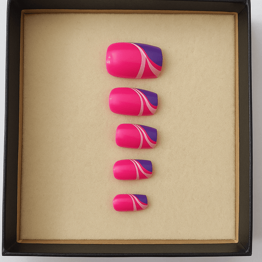 Neon Swirl Pop – Press - On Nail Set - Accessories - ComfyBliss