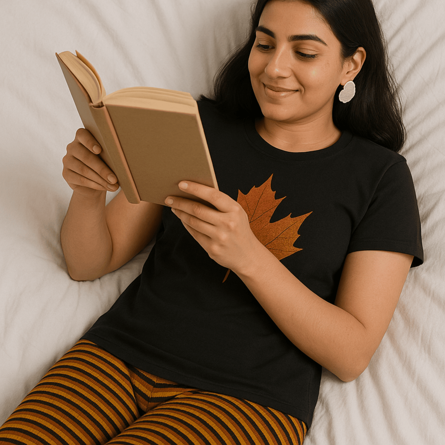 Orange Leaf Night Dress - Nighties - ComfyBliss