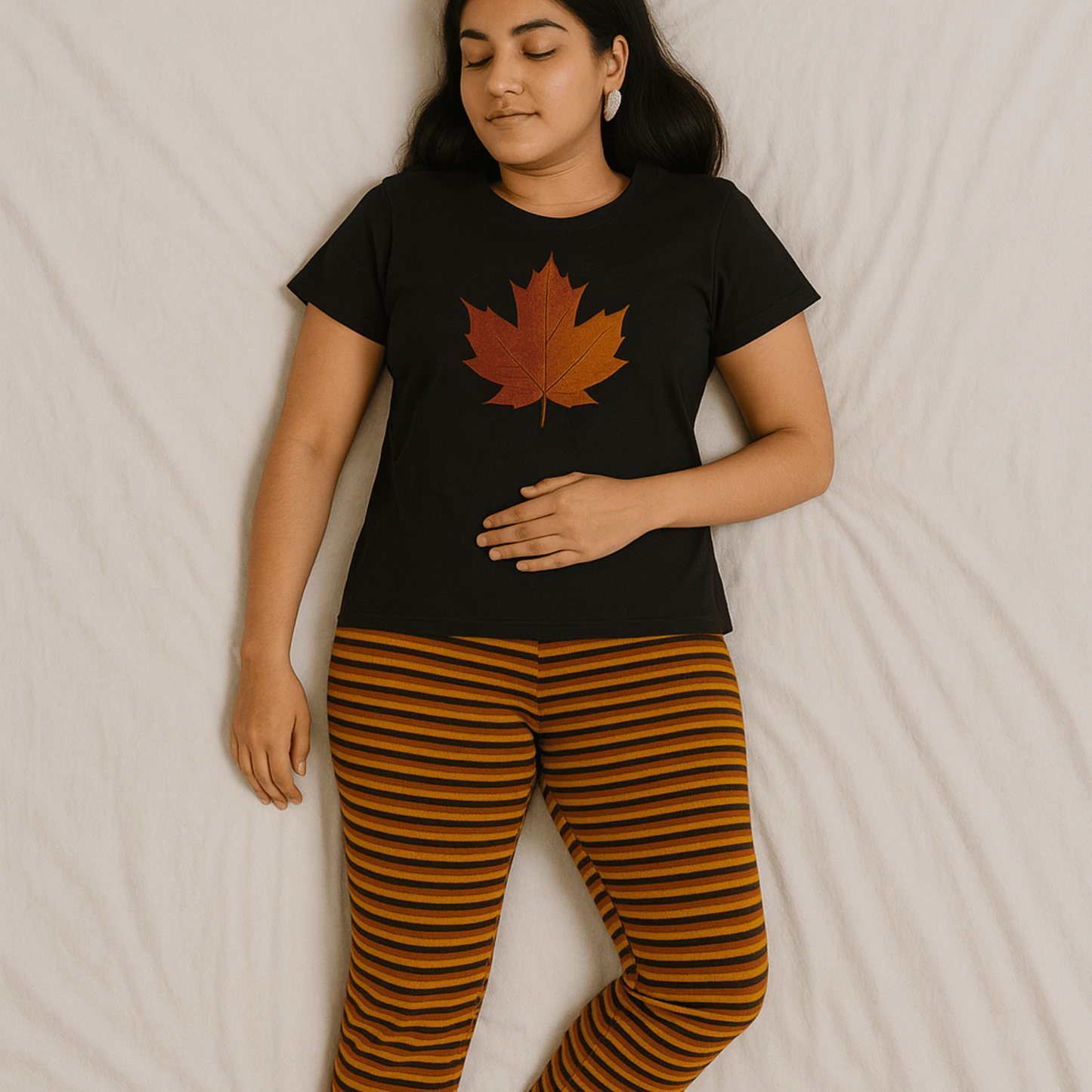 Orange Leaf Night Dress - Nighties - ComfyBliss