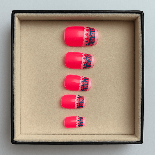 Pink Luxe Lace – Press - On Nail Set - Accessories - ComfyBliss