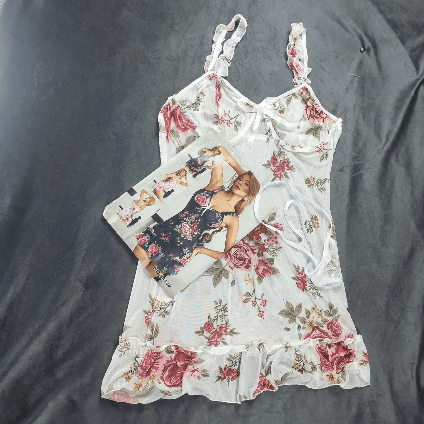 Rose Petal Elegance Nightdress (Snow White) - Camisoles & Shorts - ComfyBliss