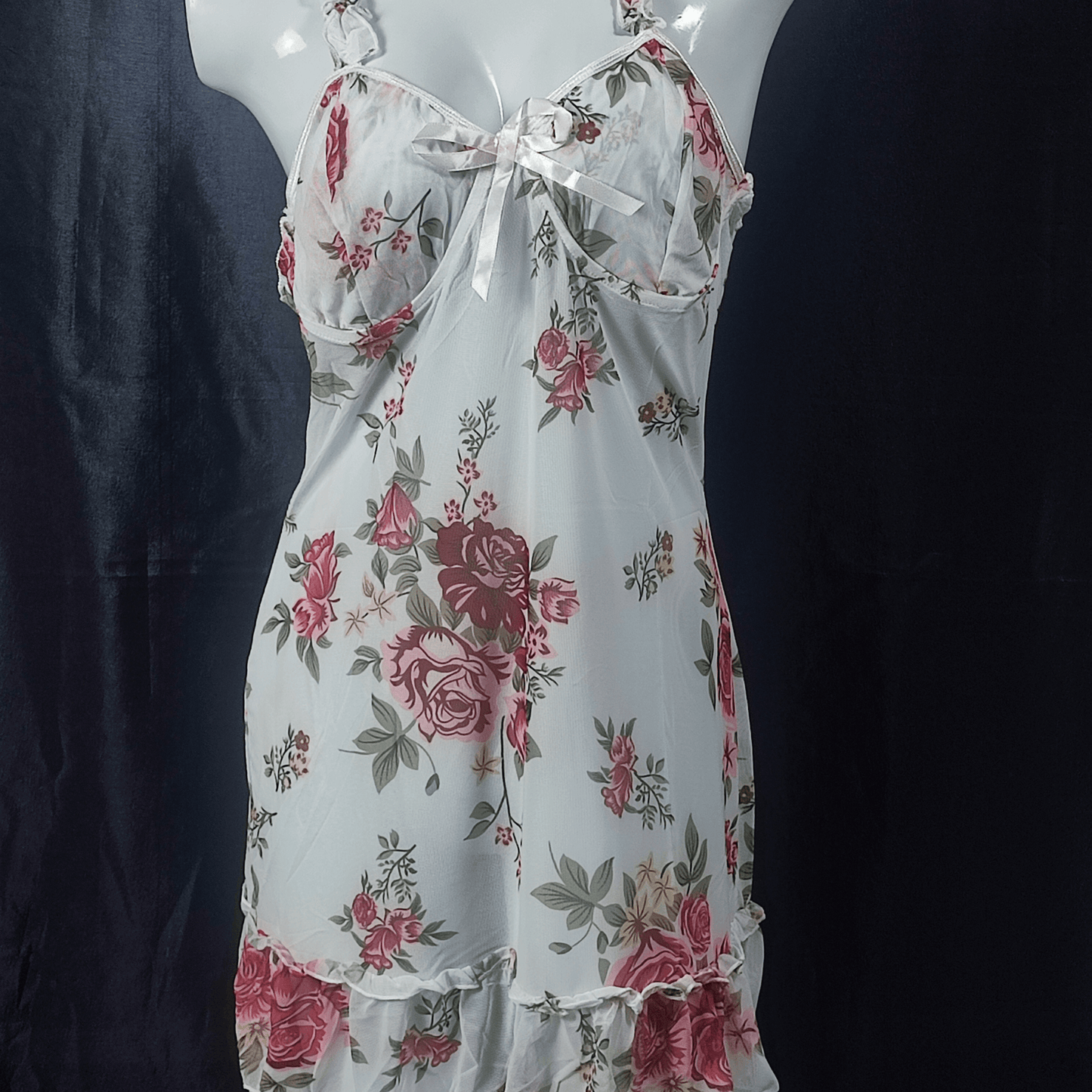 Rose Petal Elegance Nightdress (Snow White) - Camisoles & Shorts - ComfyBliss