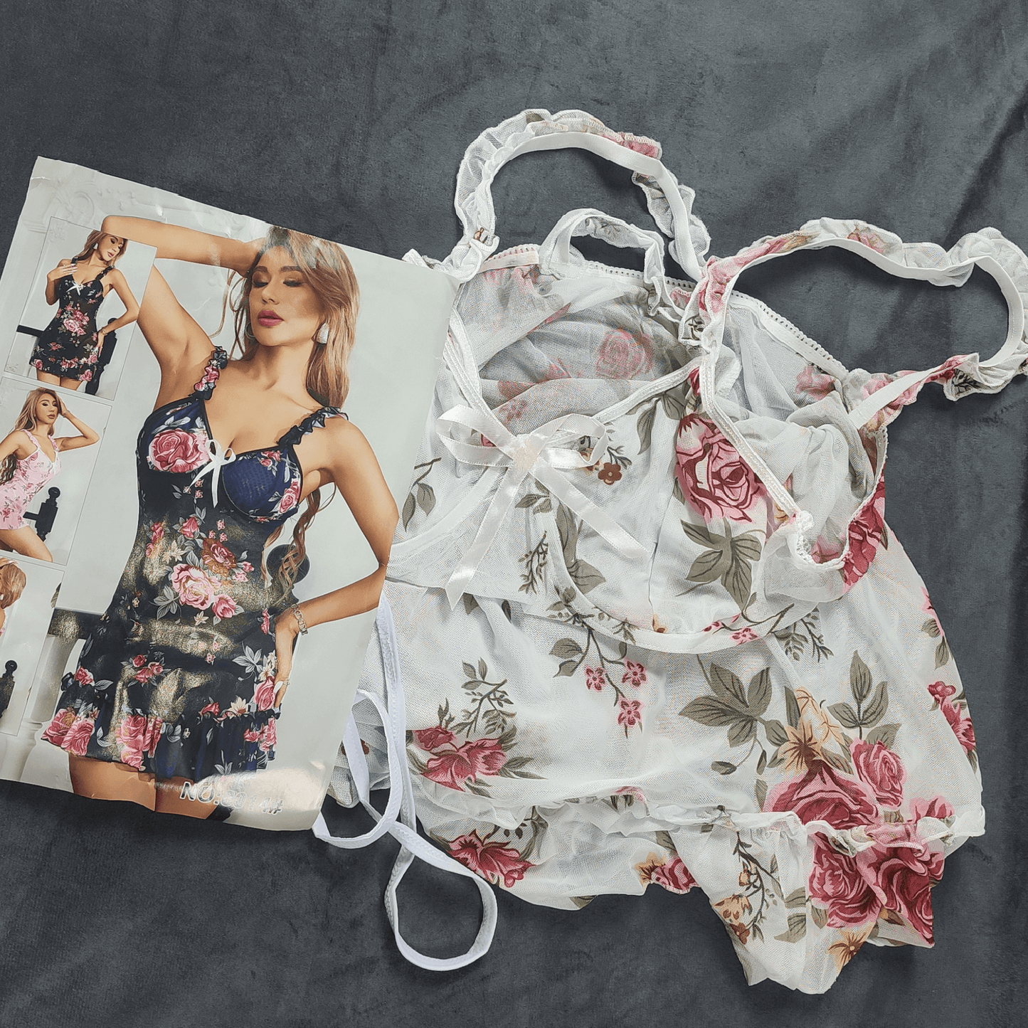 Rose Petal Elegance Nightdress (Snow White) - Camisoles & Shorts - ComfyBliss