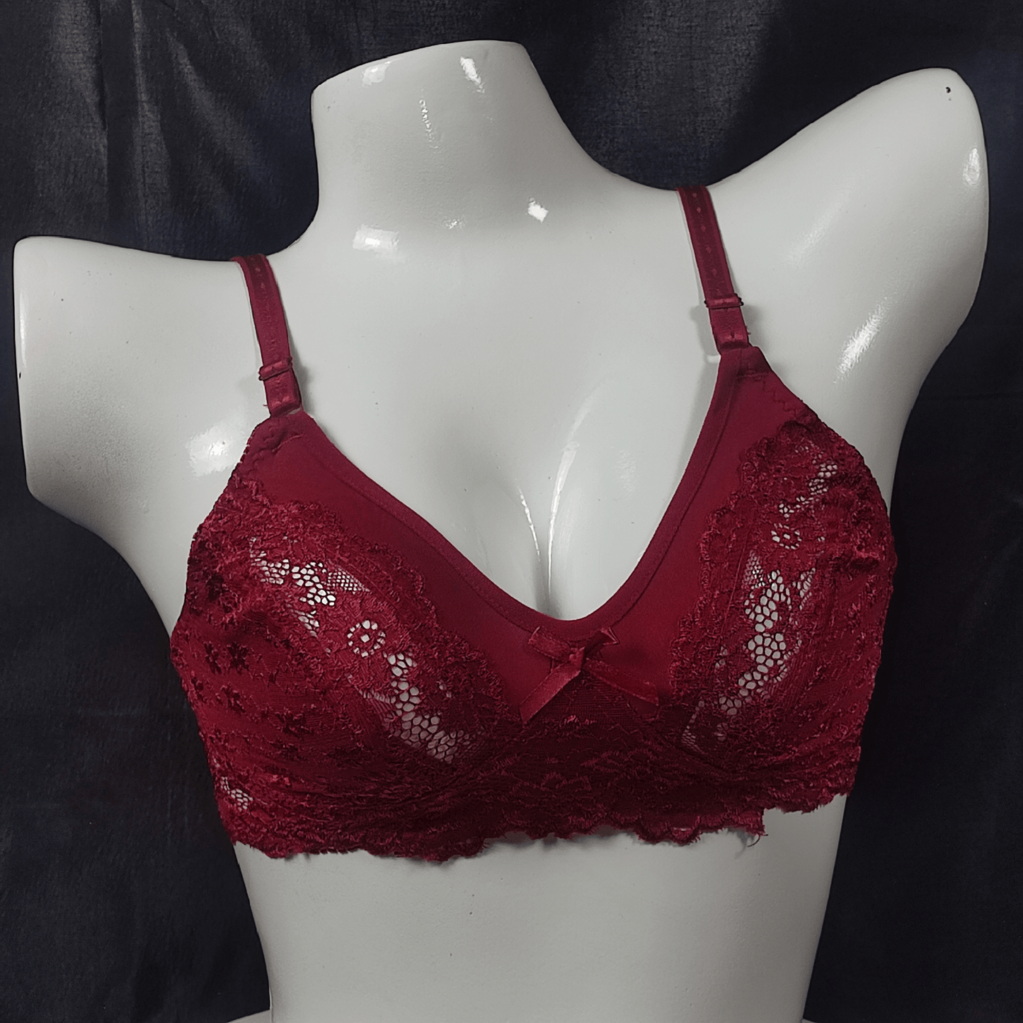 Soft Net Lace Bra (Bloodlust Maroon) - Bra - ComfyBliss