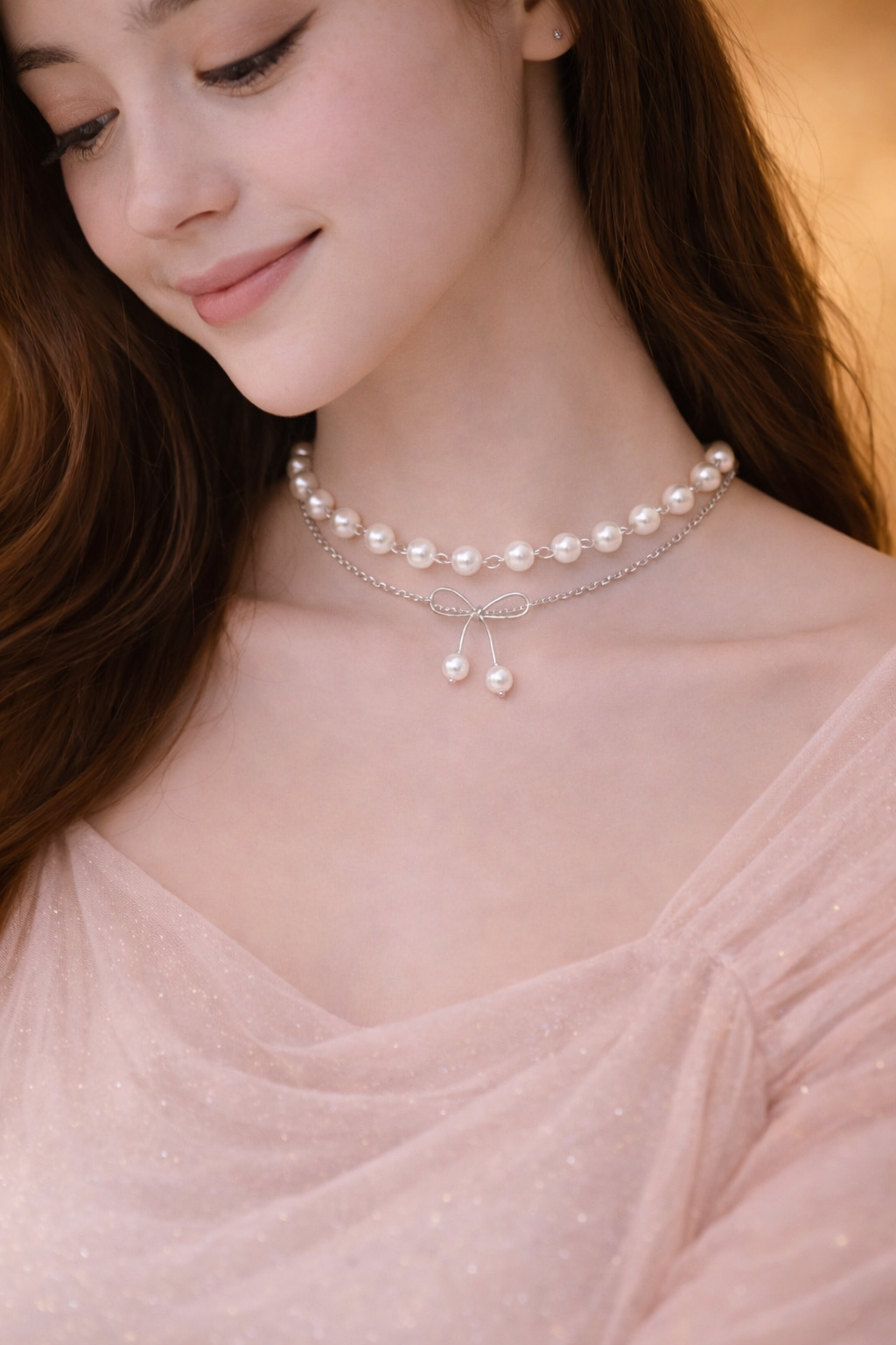 Bow Tie Pearl Choker