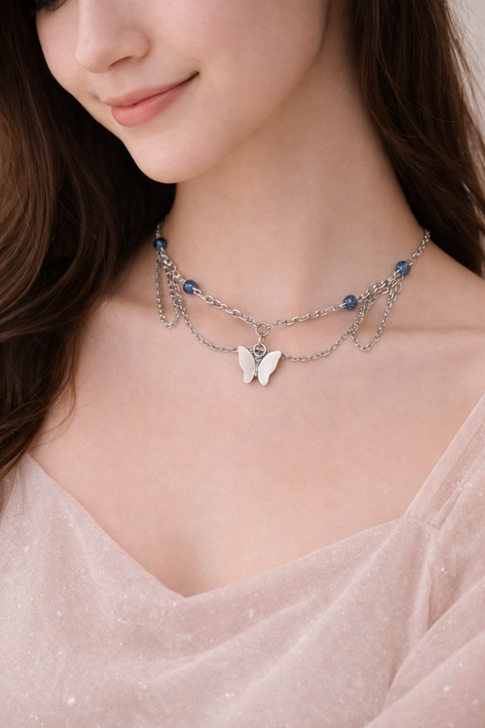 Butterfly Charm Beaded Necklace