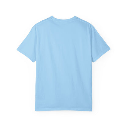 BAS CHILL KARO sky blue unisex T-shirt by ComfyBliss, plain back, completely plain back