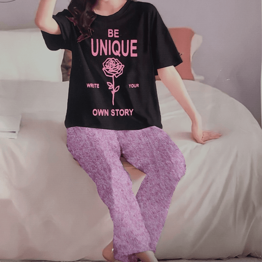 Be Unique Pajama Suit | Color: Pink | Size: M |