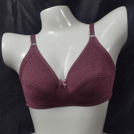 Breathable Lace Fit Bra | Color: Purple | Size: 36 |
