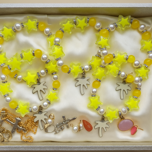 Starry Yellow Palm Tree Charm Bracelet