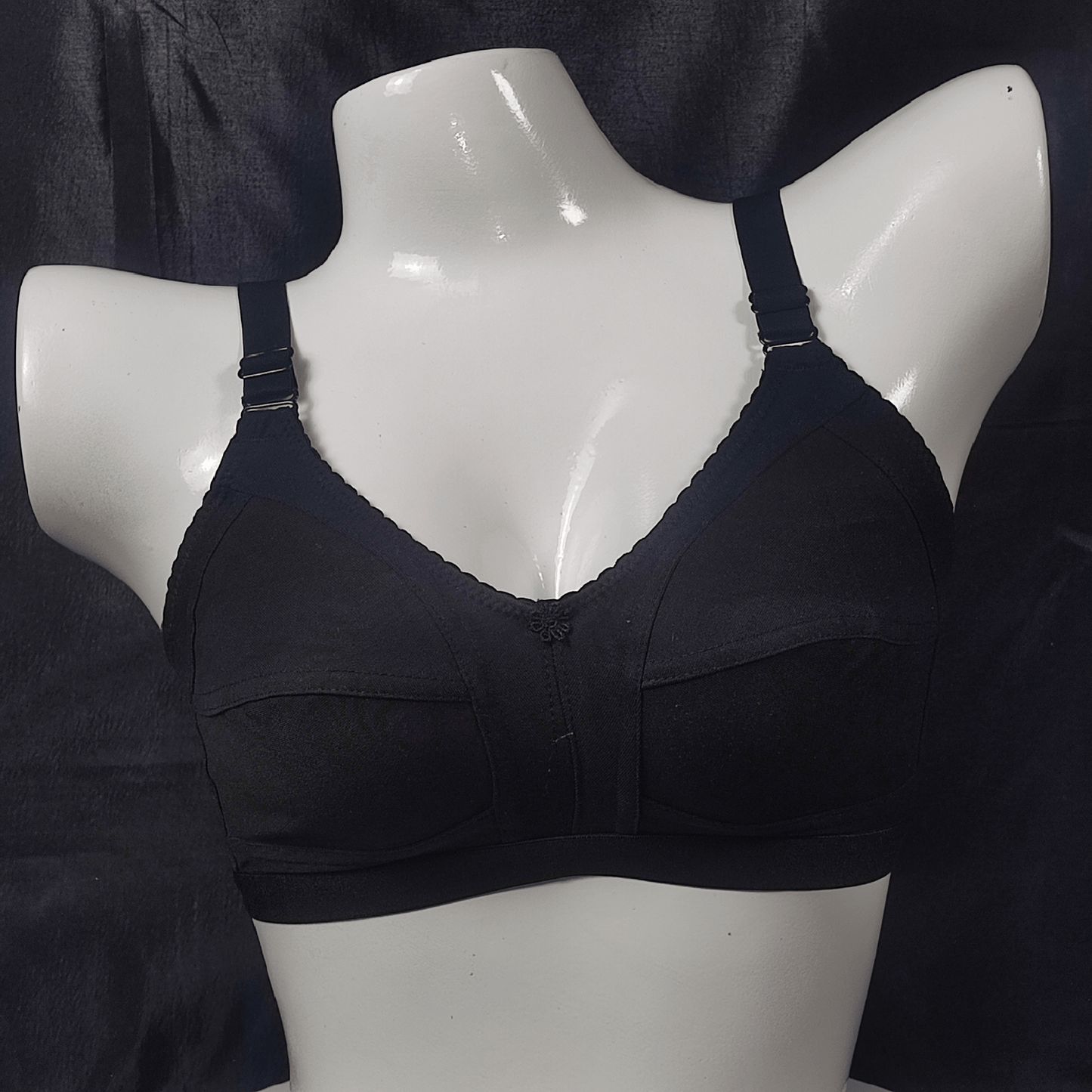 Cotton Bliss Embroidered Bra | Color: Black | Size: 32 | Fabric: Cotton