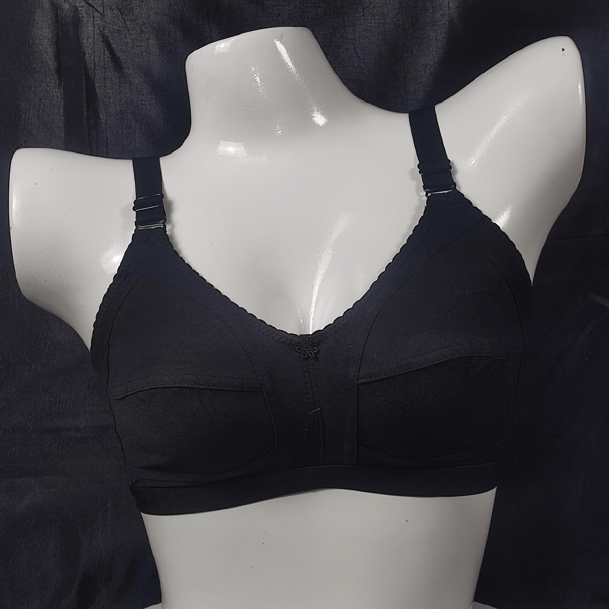 Cotton Bliss Embroidered Bra | Color: Black | Size: 32 | Fabric: Cotton