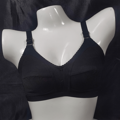 Cotton Bliss Embroidered Bra | Color: Black | Size: 32 | Fabric: Cotton