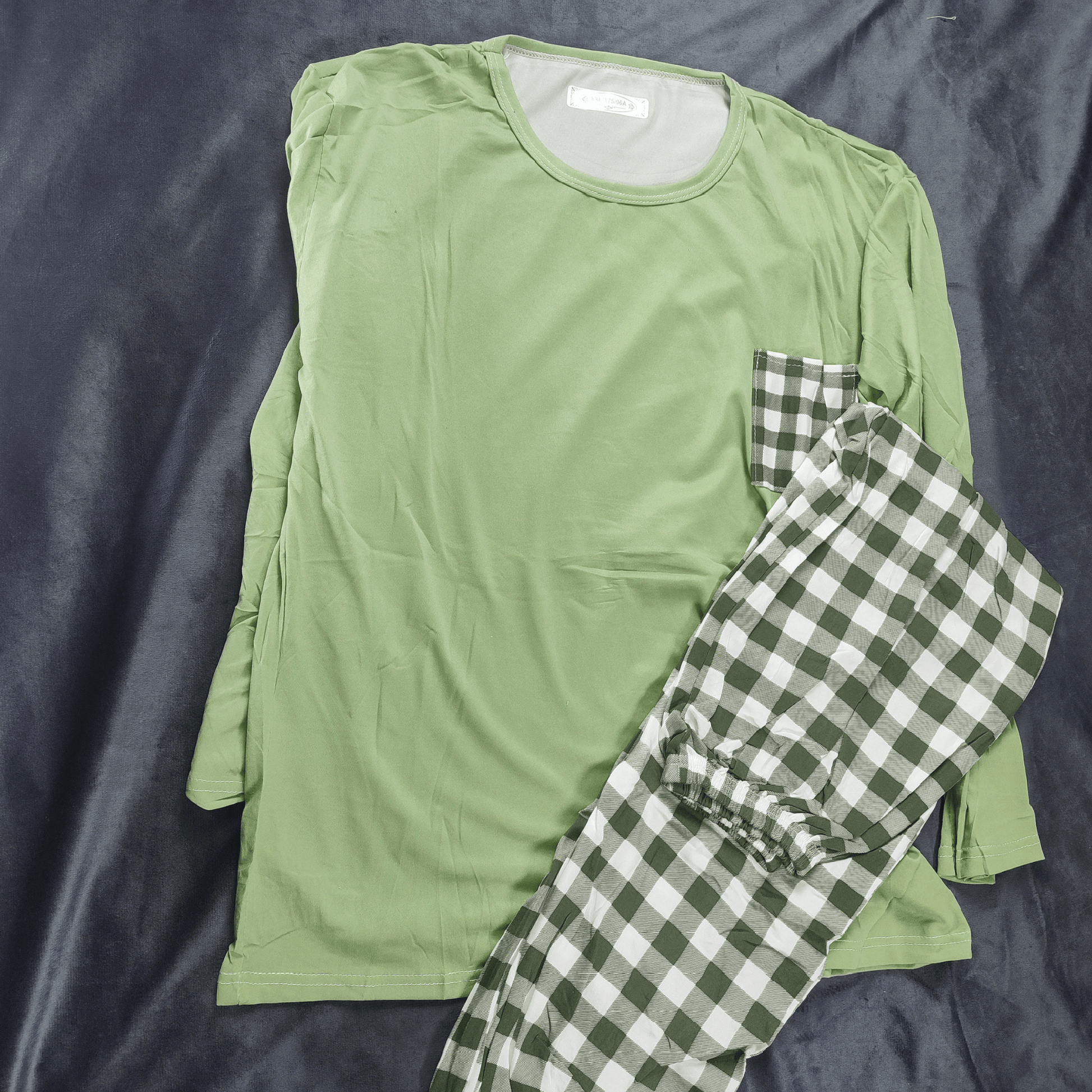 Cozy Check Pajama Set | Color: Green | Size: Free | Fabric: Cotton
