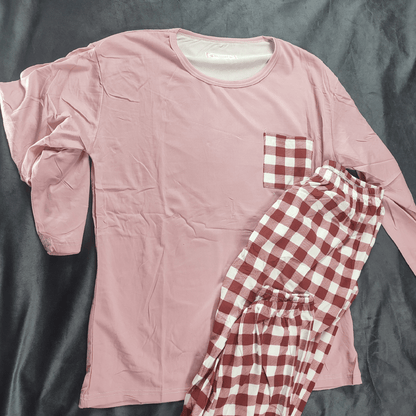 Cozy Check Pajama Set | Color: Green | Size: Free | Fabric: Cotton