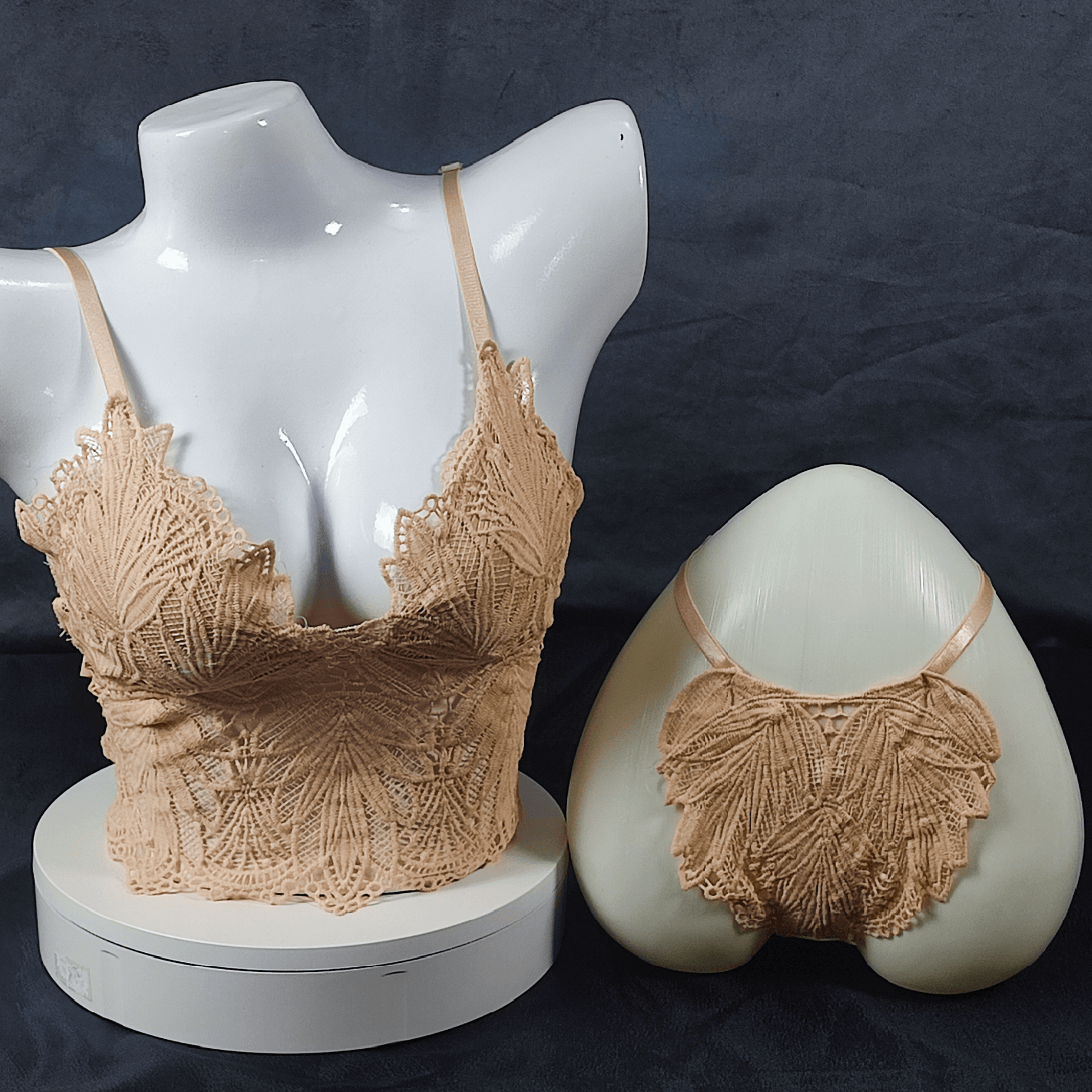 Ethereal Bloom Lingerie Set | Color: Beige | Size: S/M | Bra style: Bralette