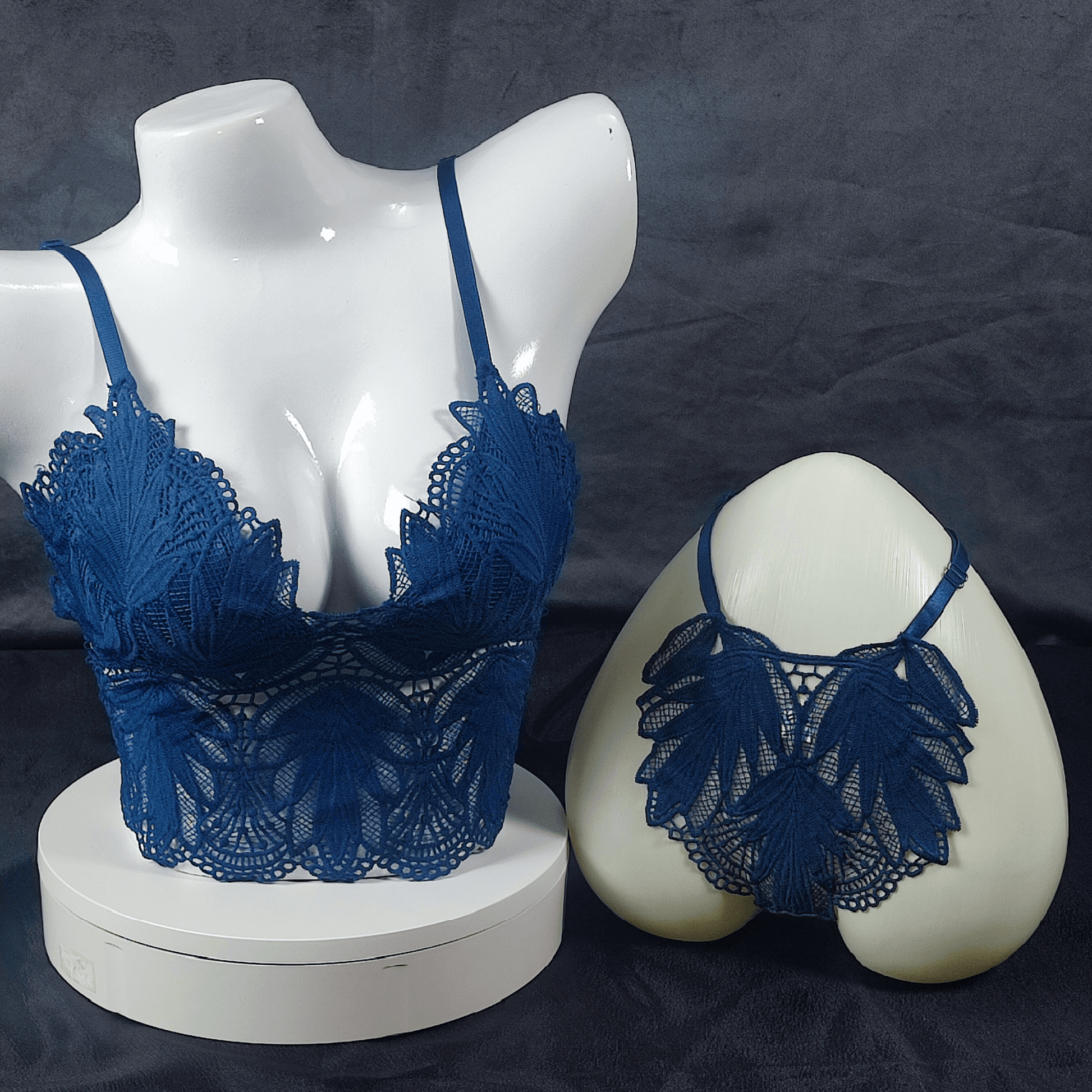 Ethereal Bloom Lingerie Set | Color: Navy | Size: S/M | Bra style: Bralette