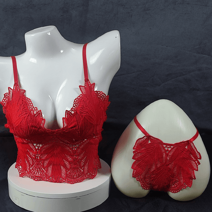 Ethereal Bloom Lingerie Set | Color: Red | Size: S/M | Bra style: Bralette