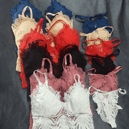 Ethereal Bloom Lingerie Set | Color: Beige | Size: S/M | Bra style: Bralette