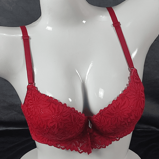 Floral Elegance Padded Bra | Color: Red | Size: 36 | Bra style: Push-up