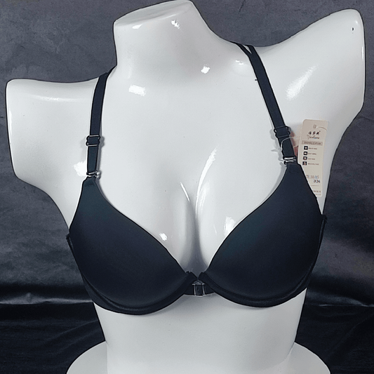 Front-Open Padded Bra | Color: Black | Size: 32 | Bra style: Push-up