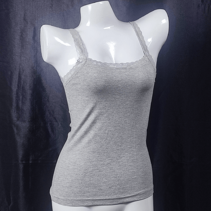 LaceEssence Fitted Tank | Color: Gray | Size: M |