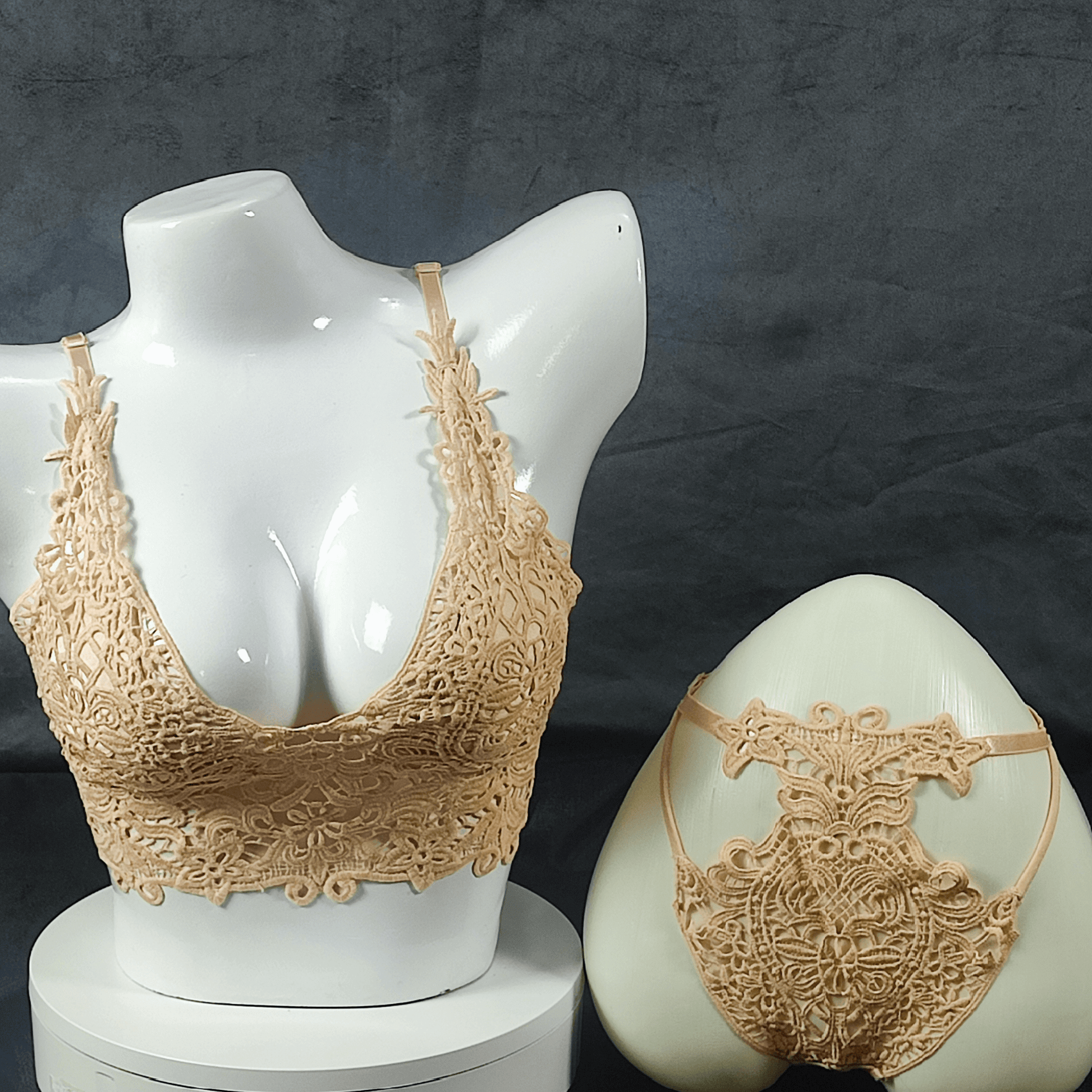 Lace Symphony Bralette Set | Color: Beige | Size: S/M |